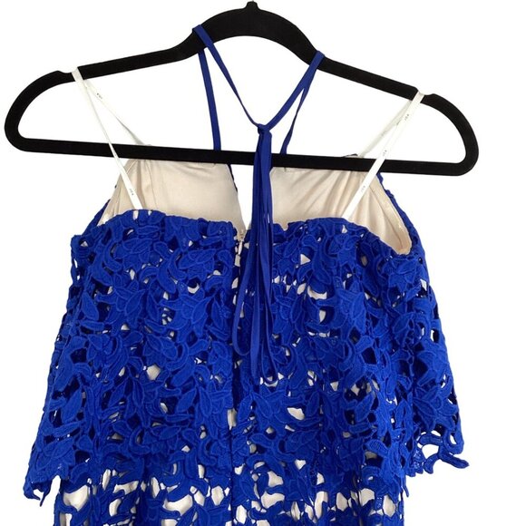 JOA Revolve Blue Lace Halter Romper Size Small J.O.A Shorts - Picture 8 of 10